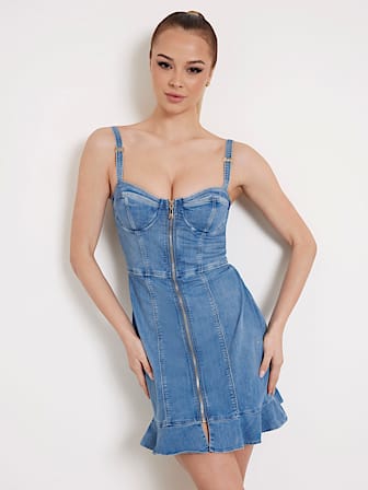 Mini robe bustier en jean
