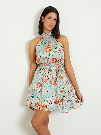 Мини-платье с цветочным принтом