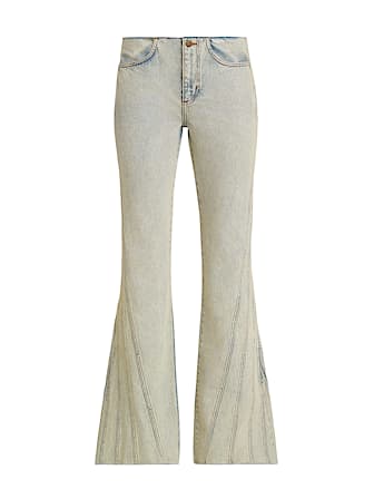 Denimowe spodnie z niskim stanem fason flare