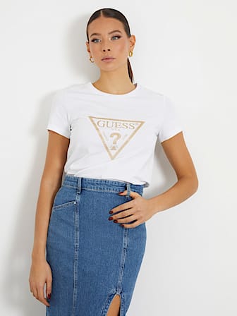 Stretch T-shirt met driehoeklogo