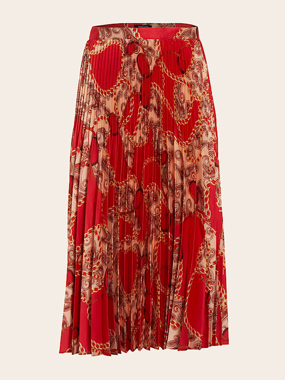 Guess red online pleated skirt
