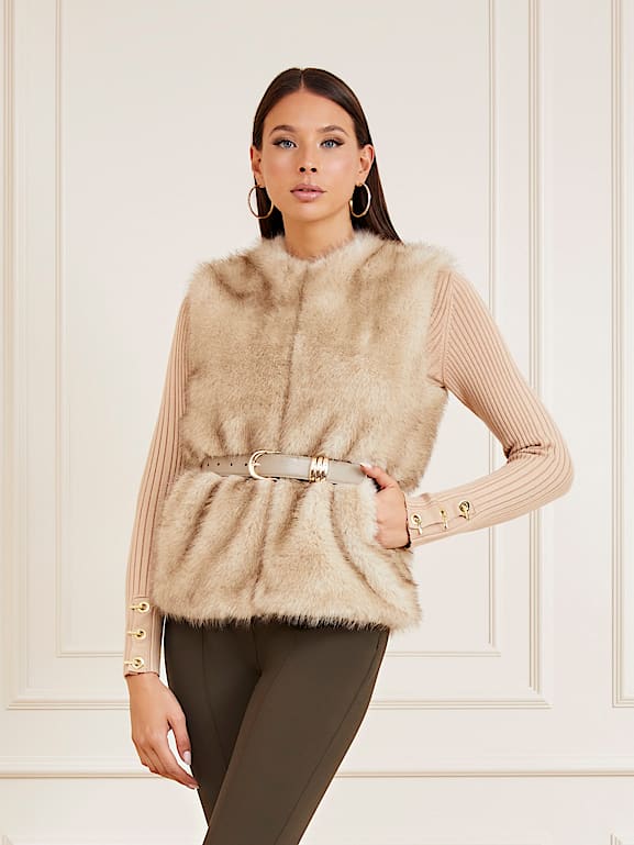 Guess fur 2025 vest women's