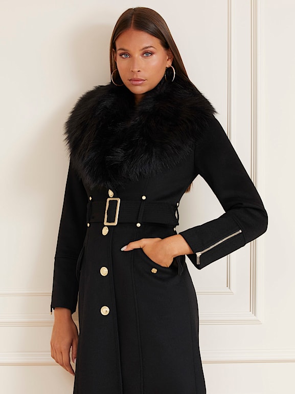Guess black wool coat on sale