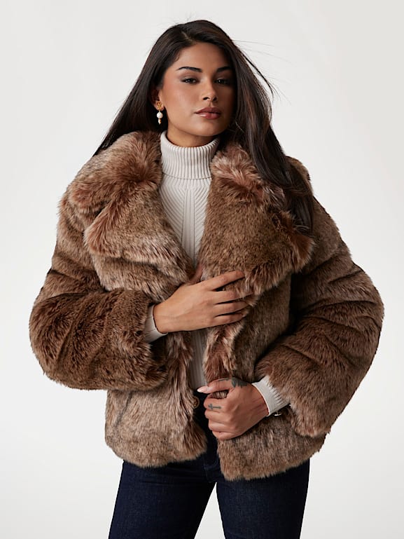 Guess faux fur skirted coat on sale