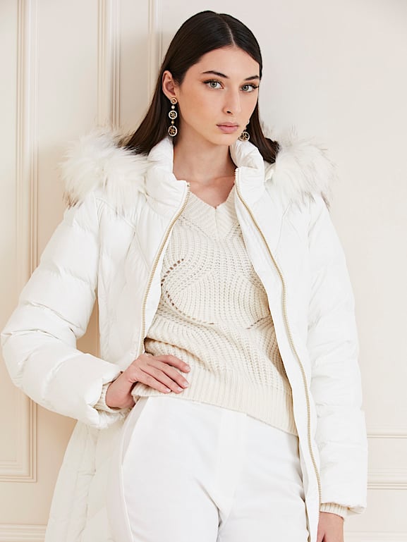 Guess long hot sale fur puffer jacket
