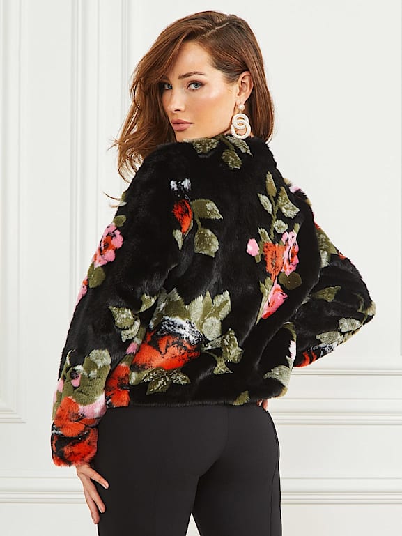 GUESS Marciano floral print faux fur jacket