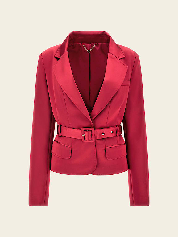 Red satin blazer top