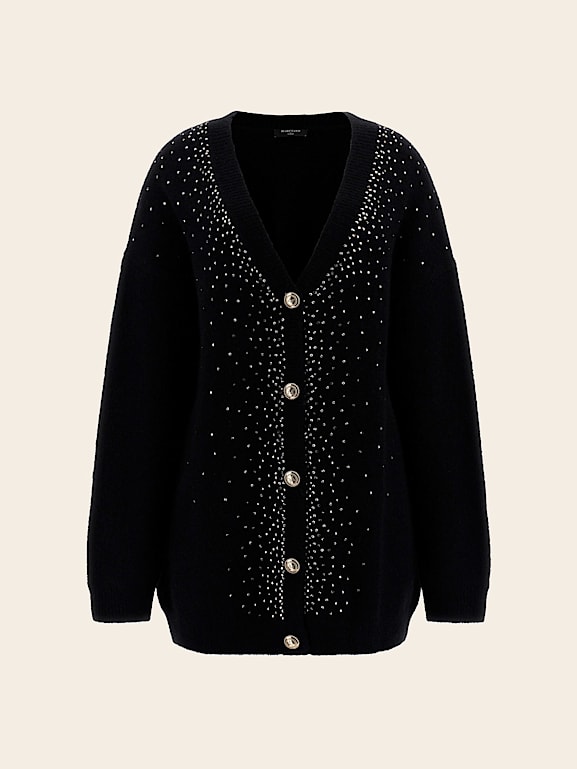 Strickjacke mit strasssteinen clearance