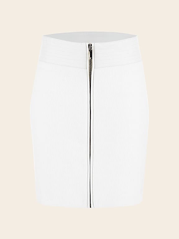 White zip front pencil skirt discount