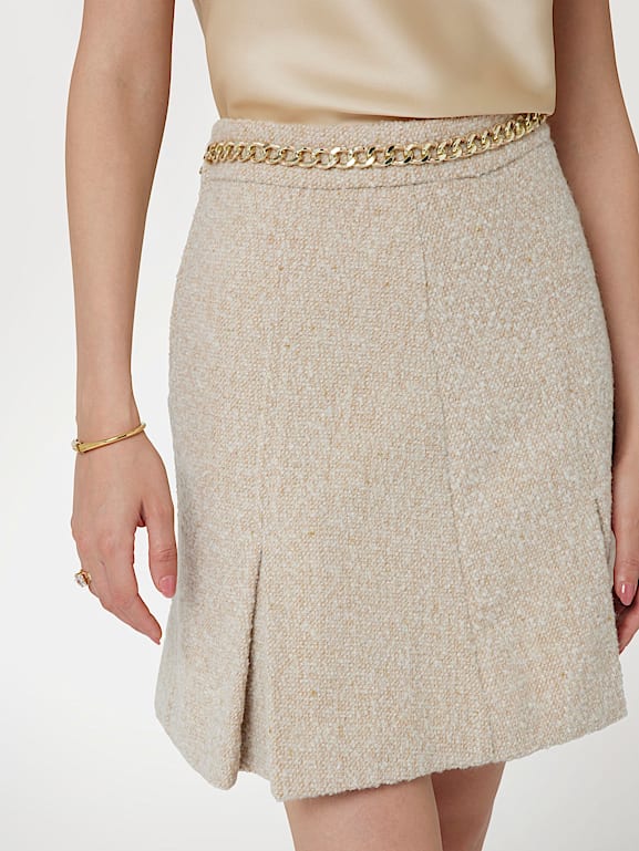 Mini skirt in beige tweed hotsell