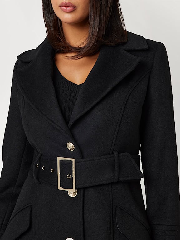 Wool blend coat black store