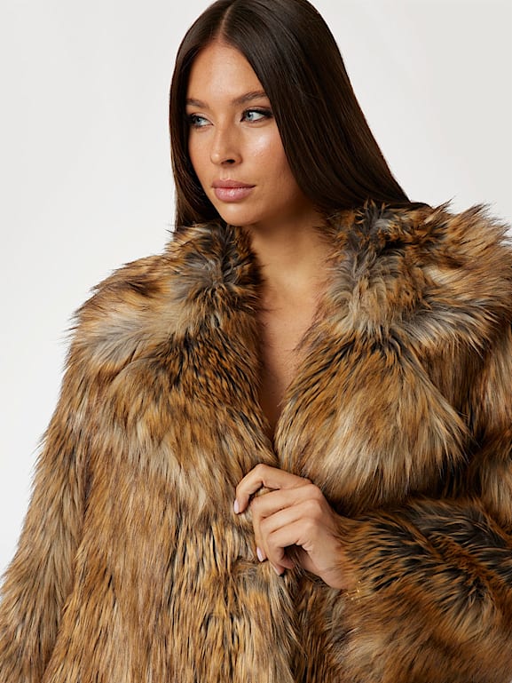 Guess faux fur coat clearance