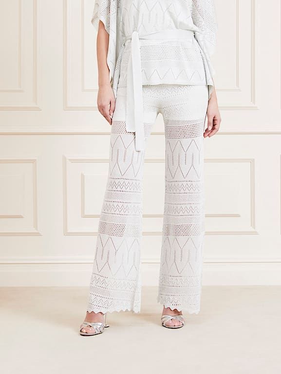 Crochet Lurex Flared Pants