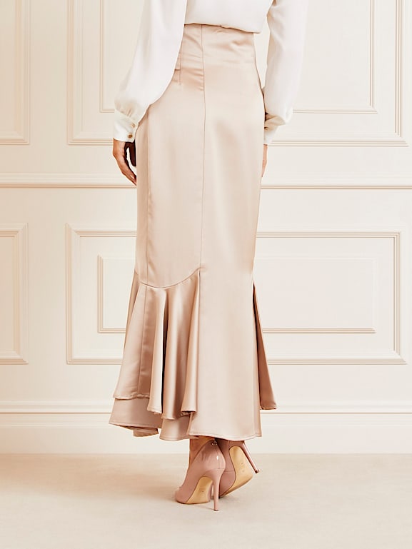 Long skirt with sales ruffles at the bottom
