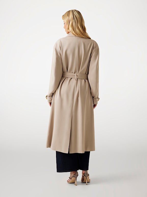 Trench Coat Guess Verde Oliva Scuro - Taglia L - Misto Lana Con Fodera Floreale In Raso - Foto 3