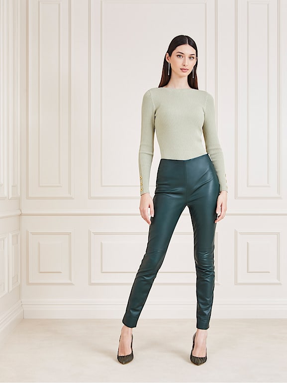 Dark green 2025 leather leggings