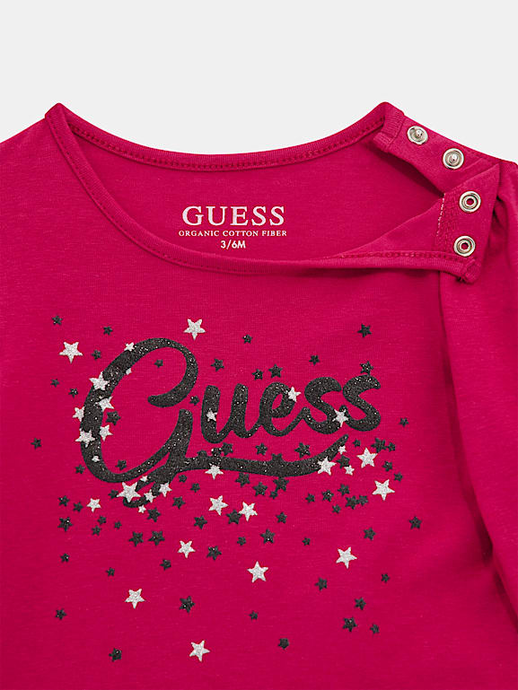 Pink guess t shirt hot sale