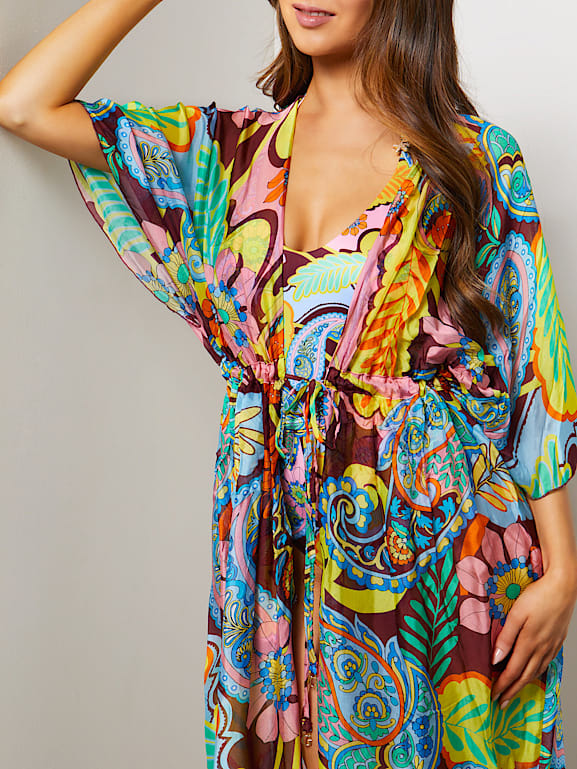 GUESS Silk blend long kimono