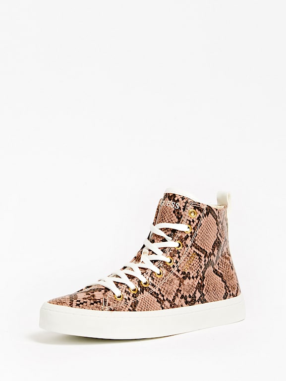 Snakeskin high clearance top sneakers