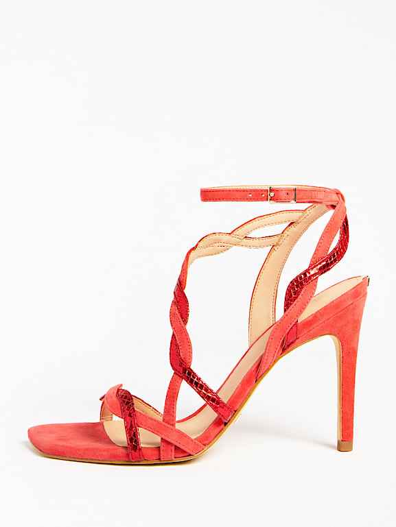 Red ruffle sandals on sale