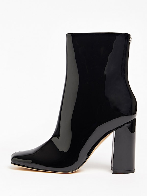 Patent leather ankle boots low heel on sale