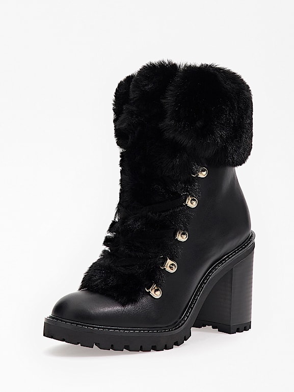 Guess black fur boots best sale