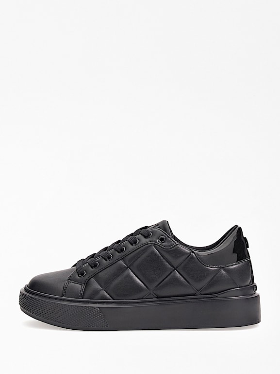 Womens black quilted sneakers deals