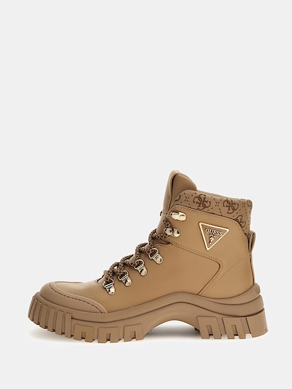 Combat boots beige hot sale