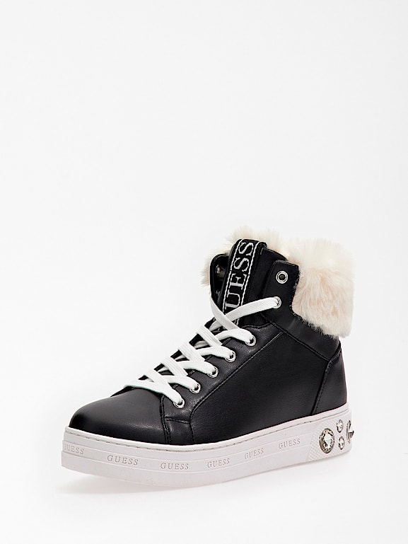 High top sneakers with fur cheap