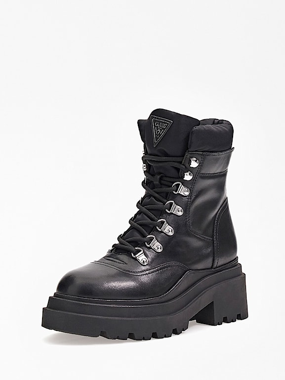 GUESS Faux leather Vaney combat boots