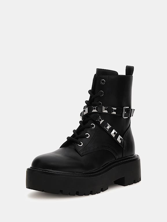 Guess black combat boots deals