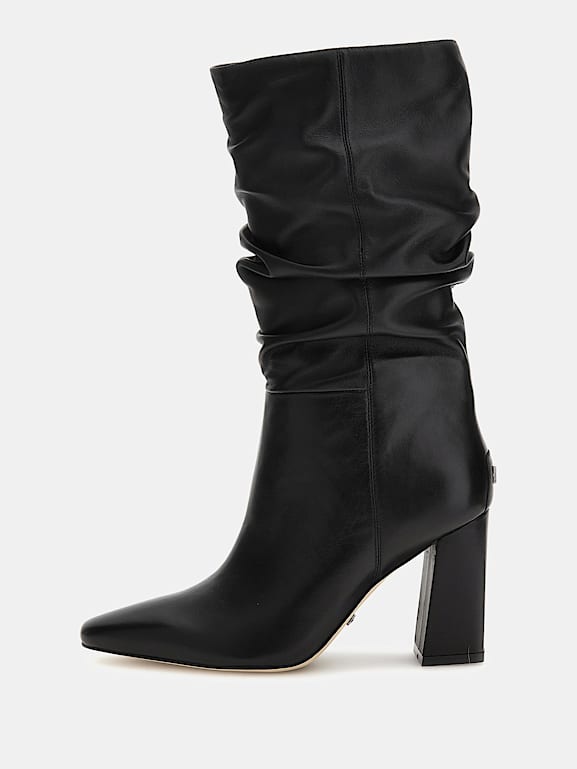 Black genuine leather boots on sale