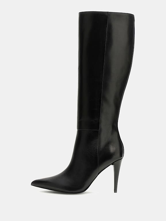 Black genuine leather boots cheap