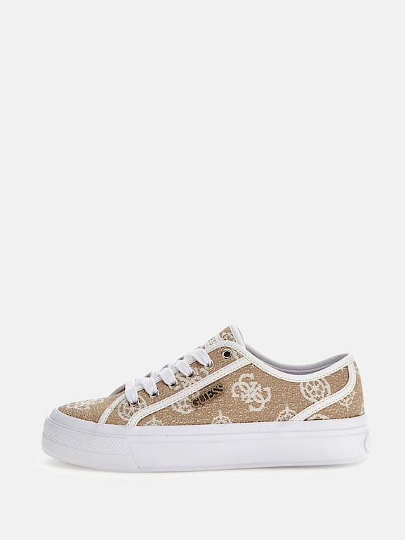 Scarpe Da Ginnastica GUESS Olivos Uomo, Taupe Con Logo, Soletta Memory Foam, Taglia 39