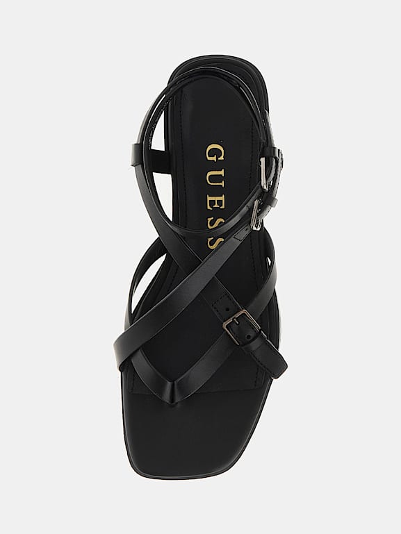 Guess black flat sandals sales