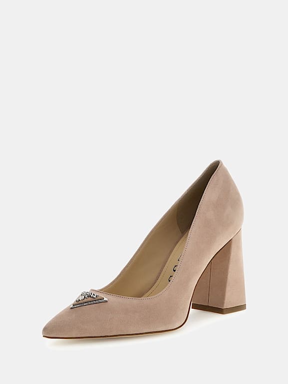 Beige suede sale court shoes