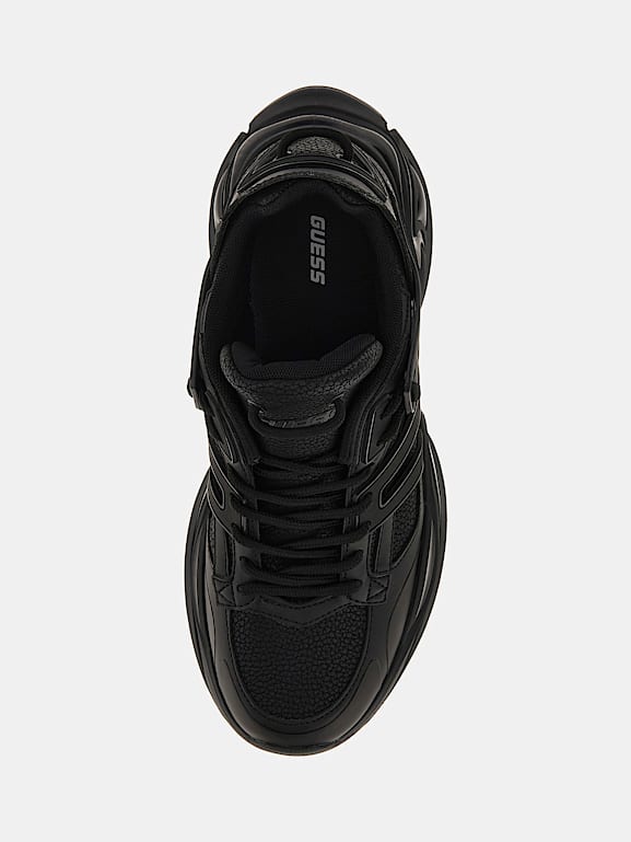 Black leather running shoes cheap