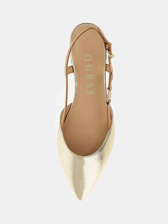 GUESS Follier foiled leather sling backs Women