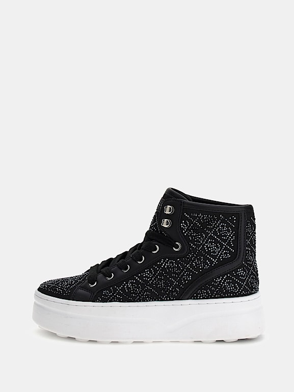 GUESS Queenly rhinestone 4G logo high top sneakers