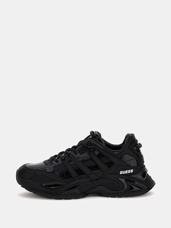 GUESS Belluno running shoes with croc print patent leather inserts Men