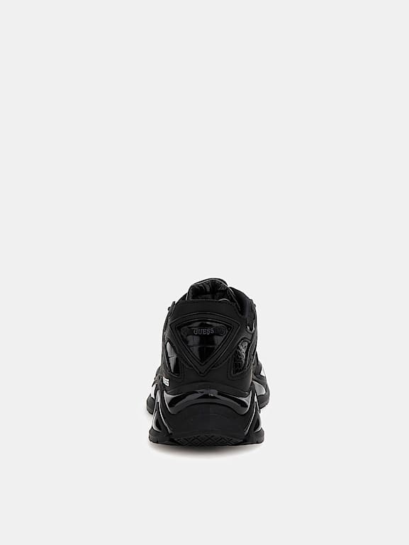 GUESS Belluno running shoes with croc print patent leather inserts Men