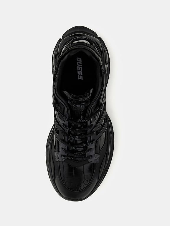 GUESS Belluno running shoes with croc print patent leather