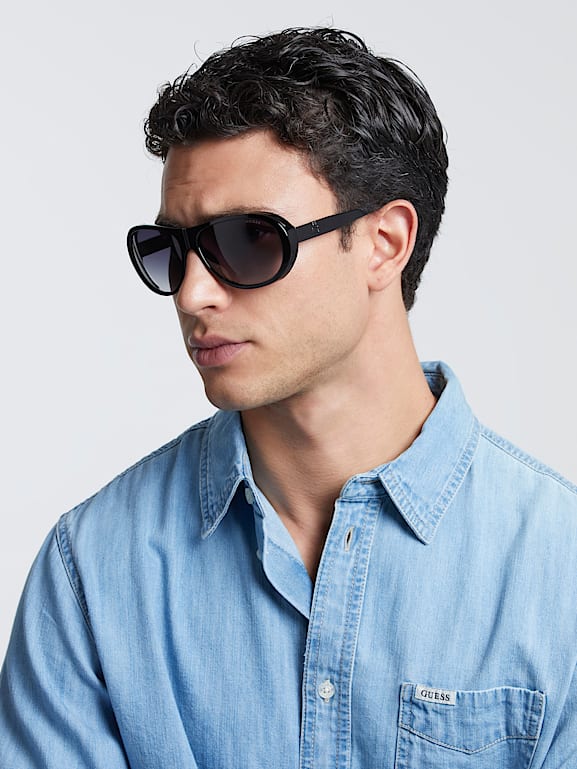 Guess men's aviator sunglasses new arrivals