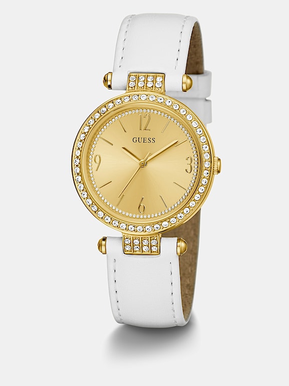 GUESS Genuine leather analogue watch Women