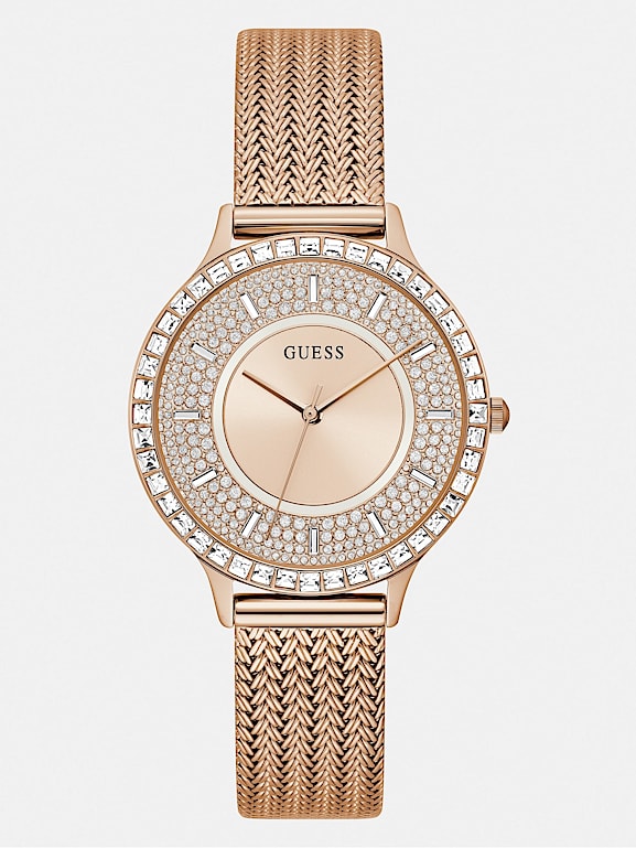 Guess rose gold discount watch with crystals
