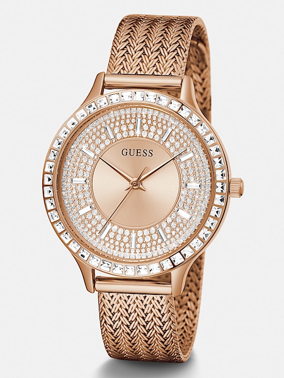 Guess rose gold watch with best sale crystals