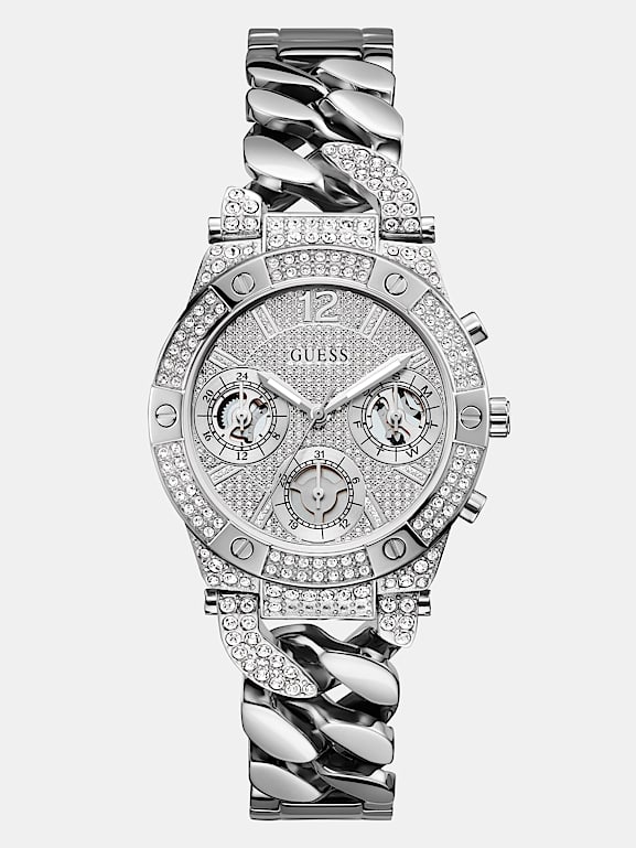 Guess women's stainless hotsell steel crystal watch
