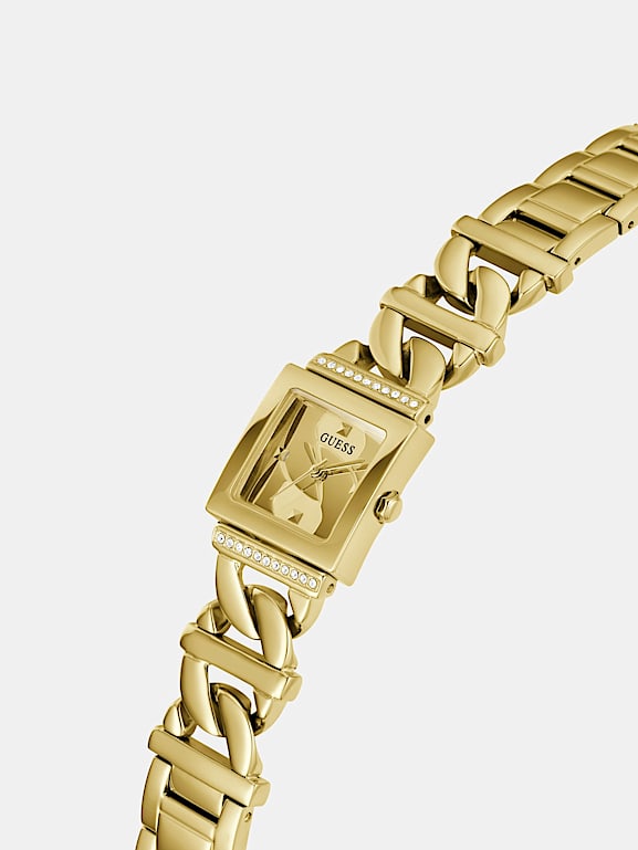 GUESS Analog Armbanduhr mit Detail Kette Damen