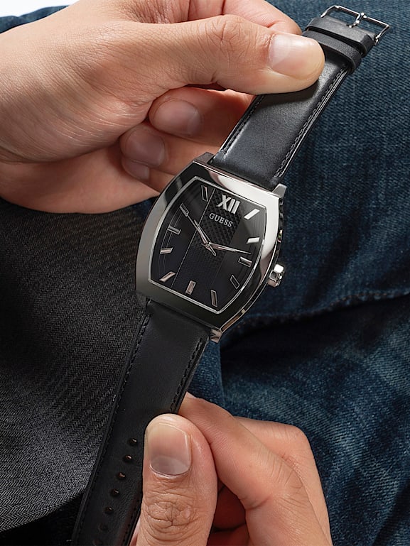 Guess watches genuine leather online