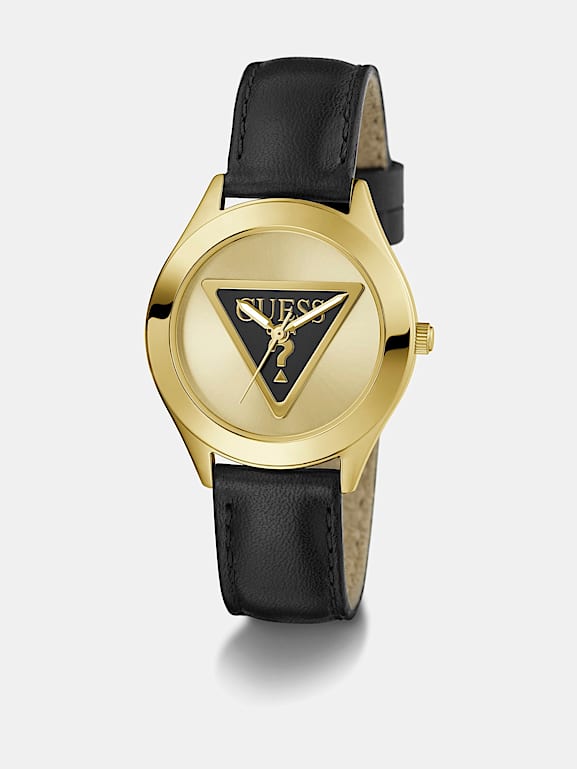 GUESS Genuine Leather analogue watch Women